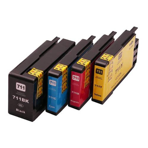 Huismerk HP 711 inktcartridges Multipack (4 stuks) - Voordelige en kwalitatieve vervanging voor HP inkt, set van vier cartridges in verschillende kleuren.